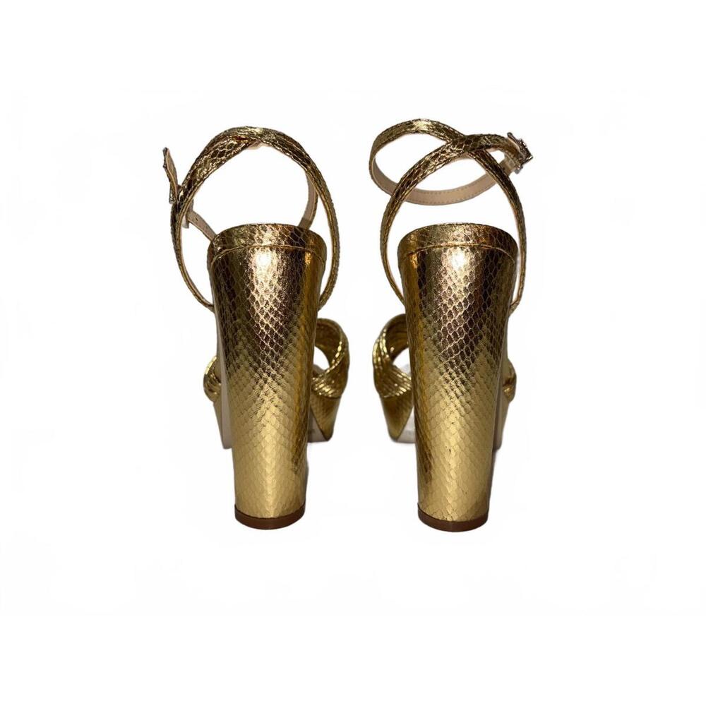 Jessica Simpson Gold Metallic Snake Platform Sandals Size 8.5M - Picture 5 of 7